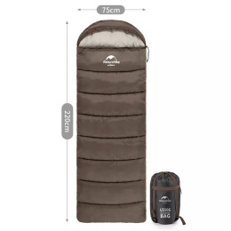 Мешок спальный Naturehike U250, (190х30)х75 см, (правый) (ТК: +6°C), коричневый