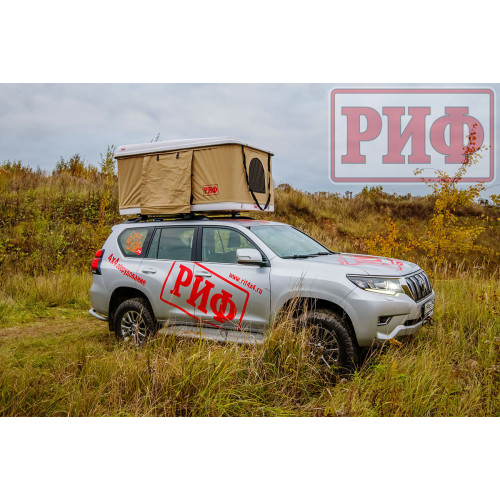 Палатка на крышу автомобиля РИФ Hard RT04-125, корпус белый, тент песочный