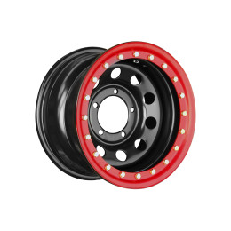 Диск усиленный УАЗ стальной черный 5x139,7 8xR15 d110 ET-19 с псевдо бедлоком (красный)