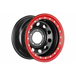 Диск усиленный УАЗ стальной черный 5x139,7 8xR15 d110 ET-19 с псевдо бедлоком (красный)
