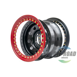 Диск усиленный УАЗ стальной черный 5x139,7 8xR16 d110 ET-19 с двойным бедлоком (красный)