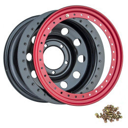 Диск усиленный УАЗ стальной черный 5x139,7 8xR16 d110 ET-3 с бедлоком (красный)