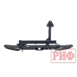 Бампер задний силовой/защита штатного бампера РИФ Toyota Land Cruiser Prado 150 c квадратом под фаркоп, калиткой, подсветкой номера