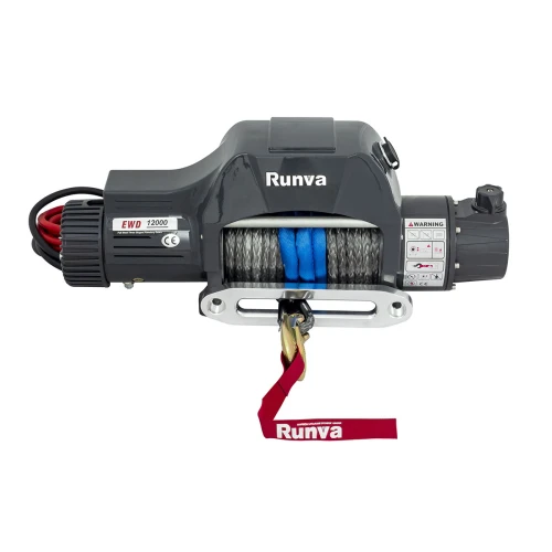 Лебёдка электрическая двухскоростная 12V Runva 12000 lbs 5700 кг (синтетический трос)